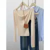 Suéter de tricô ombro a ombro clavícula um ombro feminino estilo desejo puro suave Versailles top rosa claro super fada camada base