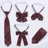 Shuhua Mismo Estilo Objetos Pequeños Uniforme JK Cuadros Corbata de Lazo Cuello de Lazo Flor Estilo Japonés Falda Plisada Sin Atar a Mano