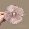 Presilha de Cabelo Flor Rosa para Mulheres, Piranha de Cabelo de Pérola de Alta Qualidade para a Parte de Trás da Cabeça, Tamanho Médio para Cabelos Finos, Acessório de Cabelo Piranha para Penteado