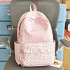 Mochila escolar de encaje con lunares azul claro, ligera y humectante, llena de vitalidad, estilo juvenil, para clase y salidas, mochila