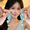Pendientes de Borla de Grava Color Azul Hielo Menta para Mujer 2026 Nuevo Estilo de Resort de Playa Pendientes Únicos y Hermosos