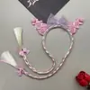 Nova Tiara Kuromi Infantil Tiara Trançada Sanrio para Meninas Acessórios de Cabelo de Princesa Peruca com Coroa Adorno de Cabeça com Fitas