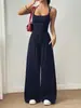Tiktok Amazon Europeo y Americano Transfronterizo Mono Casual de Mujer sin Tirantes Verano Pierna Ancha Ajuste Holgado