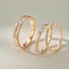 Anillo de pareja de plata esterlina S925 para hombre y mujer, diseño geométrico simple con incrustaciones de diamantes redondos, estilo Ins, sentido avanzado, anillo de pareja de plata lisa.