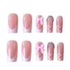Manicura Transfronteriza Más Vendida Dulce y Linda Blanca Francesa Amor Diamante Lazo Larga Duración Esmalte de Uñas al Mayoreo