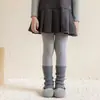 Zapatos y calcetines para niñas, calcetines de encaje con diseño en V de felpa para otoño e invierno, leggings de cachemir gruesos y cálidos, calentadores de pantorrilla