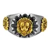 Anillo con cabeza de león de moda retro europea y americana anillo abierto con corazón de león de moda anillo con cabeza de león de personalidad dominante