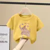 Camiseta Casual de Algodón de Manga Corta Suelta Estilo Coreano para Niñas Verano Nuevo Estilo Camisetas con Estampado de Dibujos Animados para Niños Tallas Mediana y Grande