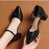 Sandalias de Verano de Cuero Genuino de Alta Gama para Mujer, Sandalias de Tacón Alto de Punta Abierta para Mujer, Nuevo Estilo 2025, de Tacón Medio, de Tacón Grueso, Zapatos Elegantes