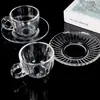 Taza de Café Taza con Asa de Vidrio Taza Pequeña de Té Taza de Agua de Vidrio Juego de Taza y Platillo