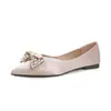 Sapatos Rasos Elegantes com Laço de Strass para o Trabalho Estilo Outono 2026 Novos Tamanhos Grandes Sapatos Baixos para Mulheres