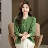 Cárdigan de Abrigo para Primavera y Otoño, Tejido de Punto para Mujer, Nuevo Estilo Transfronterizo, Suéter de Color Sólido, Chaqueta Corta Holgada de Punto Trenzado Rombos, Manga Larga, Moderno