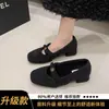 Zapatos retro de lana estilo francés Mary Jane, nueva colección primavera/otoño 2026, tacón grueso, tacón alto, forro de felpa, zapatos para mujer