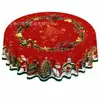 Mantel redondo navideño más vendido de Temu transfronterizo con estampados de alta definición de Papá Noel y muñecos de nieve, decoración festiva de mesa, en stock