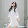 Camisa de Gasa Estilo Boyfriend Pijama Sexy Lencería Femenina Uniforme Tentación Bata Larga Vestido Largo Transmisión en Vivo Dropshipping Mayorista