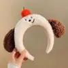 Diadema de estilo coreano kawaii para niña, bonita diadema de felpa con dibujos animados para otoño e invierno, diadema para lavarse la cara a presión con el pelo de niña dulce