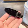 Grampo de Cabelo Quadrado Vintage Versátil de Veludo com Bolinhas e Strass para Mulheres, Presilha Lateral para Franja, Acessório de Cabelo