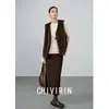 Estilo Novo Outono e Inverno 2026 Colete Jaqueta Sem Mangas Slim-Fit Versátil para Mulheres com Design Único e Elegante Estilo Executivo na Cor Café
