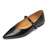 Disponibles en Tallas Grande y Pequeña, Zapatos Mary Jane Básicos Versátiles de Piel de Cabra con Textura 2024 Primavera Zapatos Planos de Punta Aguda de Piel Genuina para Mujer