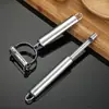Pelador de Acero Inoxidable Juego de Cinco Piezas Rallador Doméstico Cortador de Melón Combinación Cuchillo de Cuatro Usos Placa Elevadora Herramienta de Cocina para Cabello