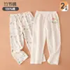 Novas calças finas de algodão puro para outono infantil, calças compridas para usar por baixo para meninos e meninas, leggings, pijamas caseiros de bebê com desenhos animados