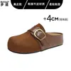 Mules femininas slip-on estilo Birkenstock em couro bovino macio, com sola grossa, proporcionando uma sensação confortável e acolchoada, perfeitas para usar ao ar livre.