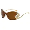 Gafas de Sol sin Marco de una Sola Pieza de Moda Europea y Americana para Influencers, Versátiles para Fiesta de Baile, Protección Solar, Gafas de Sol Transfronterizas