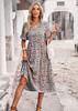 Vestido Casual Elegante de Verano 2025 con Cuello en V, Desarrollo y Diseño Independientes, Vestido de Vacaciones de Manga Corta para Amazon