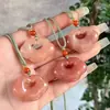 Colgante de Paz de Seda Dorada Flor de Durazno Jade Flor de Durazno Rosa Nube de Buda Candado Amuleto Colgante de Jade