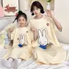 Bata de Noche Madre e Hija Verano 2026 Nuevo Estilo Pijama Familiar Infantil Niñas Algodón Puro Dibujos Animados Delgado Ropa de Casa