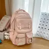 Mochila Escolar Fresca Estilo Soft Mochila Estilo Universitário Coreano Design Multicompartimento Mochila de Cor Sólida para Alunas do Ensino Fundamental