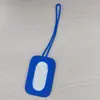 Etiqueta de equipaje cuadrada de silicona multicolor en stock, etiqueta de identificación anti-pérdida para equipaje de mano, personalizable con cordón largo