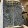 Elegantes accesorios de mesa de baño de mármol natural incrustado de cobre bandeja de almacenamiento de productos para el cuidado de la piel plato de exhibición colación para el hogar