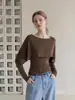 Otoño nuevo retro francés moda perezosa de un hombro dos piezas falsas chal tejido para mujer gris