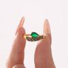 Anillo Misterioso y Lujoso de Zircón Forma de Gota de Agua con un Diseño Único, Hecho de Acero de Titanio Chapado en Oro de 18K, No se Desvanece