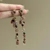 Jardim após a Chuva~Brincos Delicados Estilo Coreano com Longos Tassels Rosas, Estilo Fada, para Mulheres
