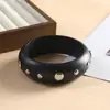 Pulsera de Madera con Remaches de Moda Exagerada Transfronteriza Europea y Americana Pulsera de Madera Ancha Redonda Geométrica en Forma de Estrella