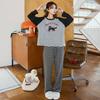 Pijama de Terciopelo Cepillado Estilo Nuevo 2025 para Mujer en Otoño e Invierno Forrado de Polar y Engrosado Dibujos Animados Lindos de Manga Larga Traje Cálido Se Puede Enviar por Cuenta Ajena