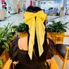 Super hada francés chifón lazo tocado horquilla grande femenina clip de resorte horquilla para la parte trasera de la cabeza tocado amarillo flor sirena Ji