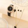 Novo Ins Moda Simples Doce Amor Colar Pulseira Brincos Terno de Três Peças Relógio Acessórios
