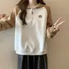 Sudadera Fina de Comercio Exterior con Bloques de Color y Mangas Raglán, Cuello Polo con Media Cremallera para Mujer, Estilo Primavera y Otoño