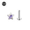 Joyería para Piercing Corporal de Aleación de Titanio F136 Lindos Estudiantes 0.9 Diente Estrella de Cinco Puntas Circonita Pendientes Clavos para Labios Clavos para Hélice de la Oreja