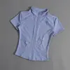2024 Verão Novo Camiseta Curta de Manga Curta Zíper Roupas de Fitness Roupas de Equitação Femininas Top para Esportes ao Ar Livre Yoga Treinamento