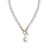 Collar de Perla de Vidrio Cobre Micro-incrustado Zircón Hebilla Ot Diseño Nicho Lujo Ligero Resaltar Perla Estilo Frío Cadena Clavícula para Mujeres