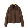 Exportación Transfronteriza Otoño e Invierno 2025 Estilo Europeo y Americano Solapa Manga Larga Piel Integrada Cremallera Chaqueta Uniforme de Béisbol para Mujeres G92549