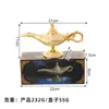 Adorno de lámpara mágica de Aladino estilo europeo vintage, lámpara de deseos de metal de lujo ligero, artesanía para decoración del hogar, adorno de escritorio