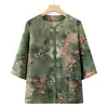Conjunto de Verano Estampado Estilo Chino para Mamá Nuevo Modelo 2026 Nuevo Conjunto de Dos Piezas Estilo Chino para Abuela Ropa de Camisa Floral para Señora Mayor