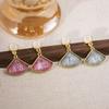 Aretes de Piedra Ojo de Gato en Forma de Abanico Estilo Coreano Diseño Personalizado Aretes Modernos y Elegantes Nicho Lujo Ligero Alta Gama Aretes Combinables