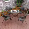 Silla de comedor exterior, taburete de patio, silla individual, silla de jardín de ratán de ocio para exteriores, silla de balcón exterior para cafetería y tienda de té con leche