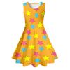 Aliexpress Venda Quente Vestido de Menina Estampa Digital 3D Estrela Listra Geométrico Casual Gola Redonda Sem Mangas Vestido de Princesa